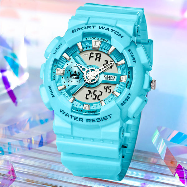 Olevs 1102 Unisex Shockproof Waterproof Digital Sports Silicone Wrist Watch