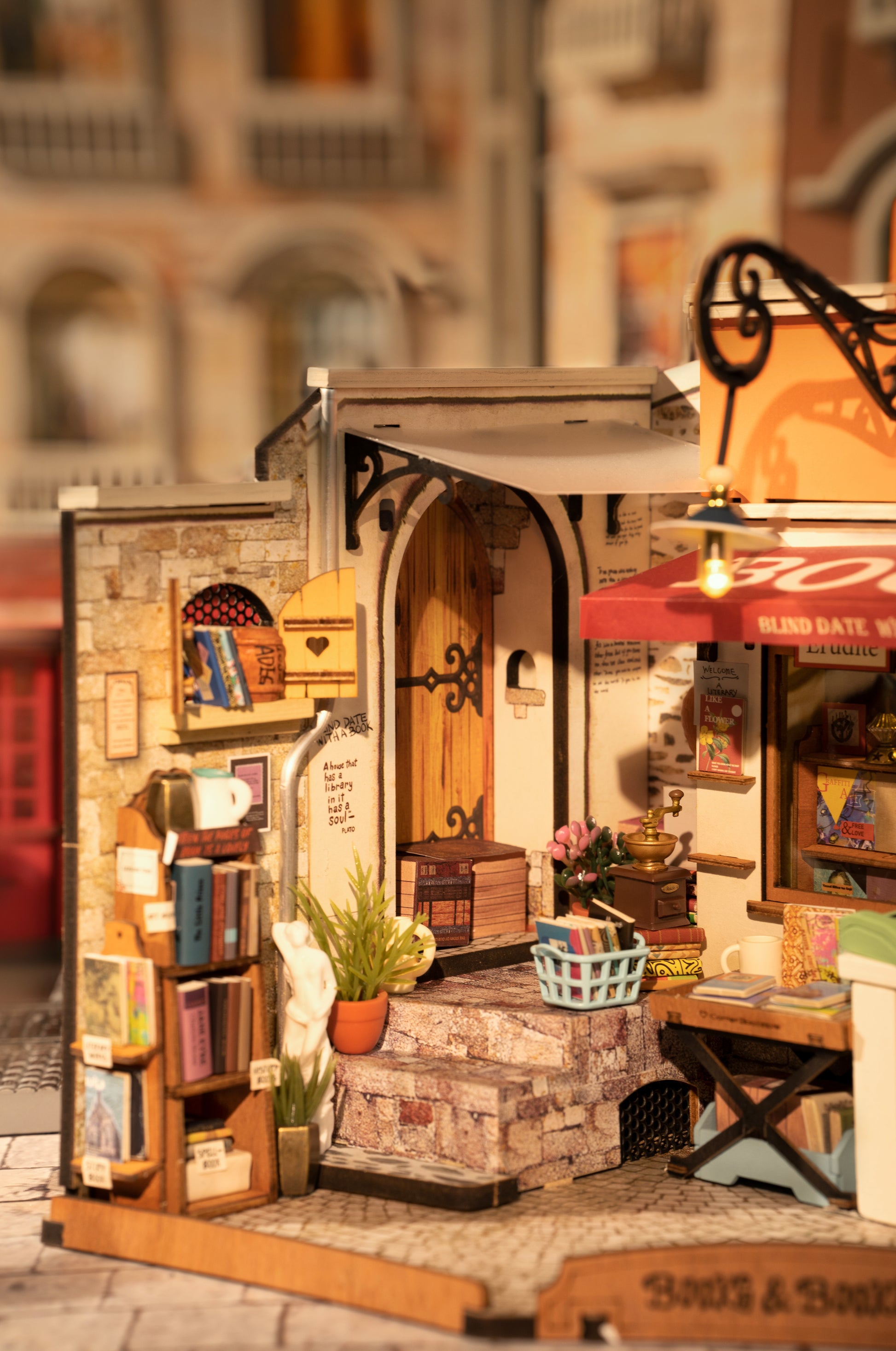 Robotime Corner Bookstore DIY 3D Miniature Dollhouse Kit