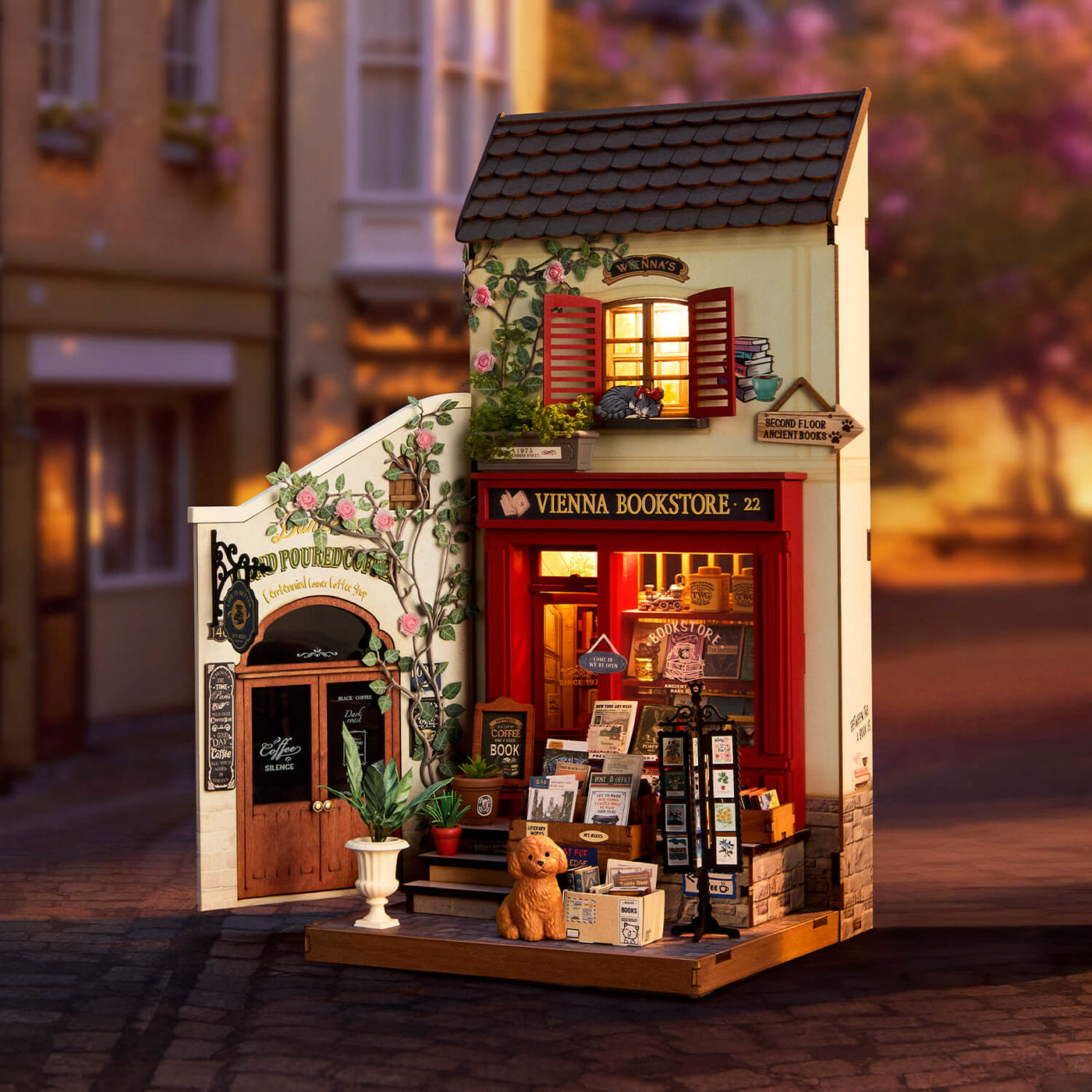 Robotime Vienna Bookstore DIY Miniature 3D House