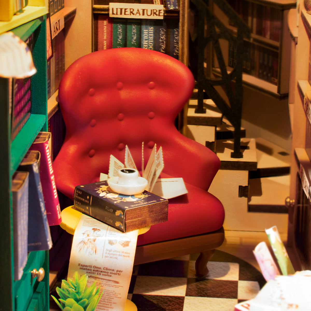 Robotime Bookstore DIY Book Nook Shelf Insert Miniature Dollhouse