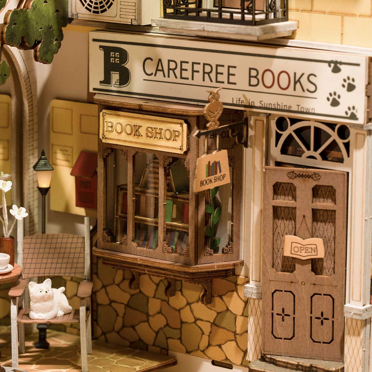 Robotime Sunshine Town DIY Book Nook Shelf Insert Miniature Dollhouse