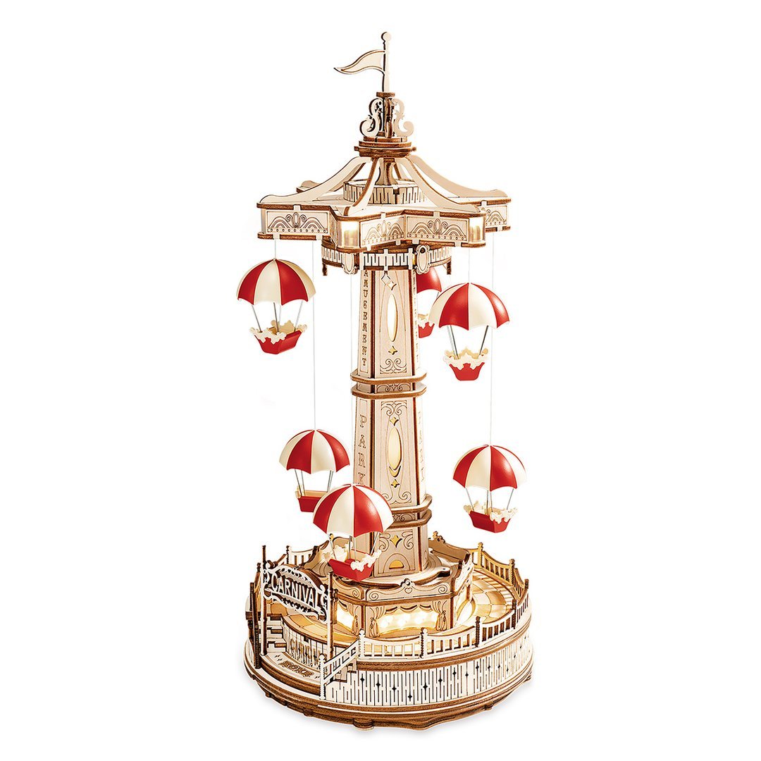 Robotime Parachute Tower DIY Music Box 3D Wooden Puzzle