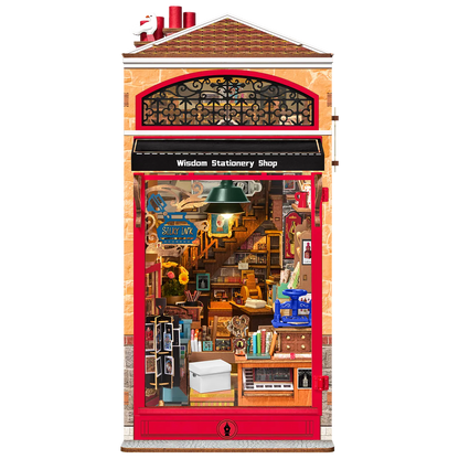 Robotime Wisdom Stationary Shop DIY Book Nook Shelf Insert 3D House
