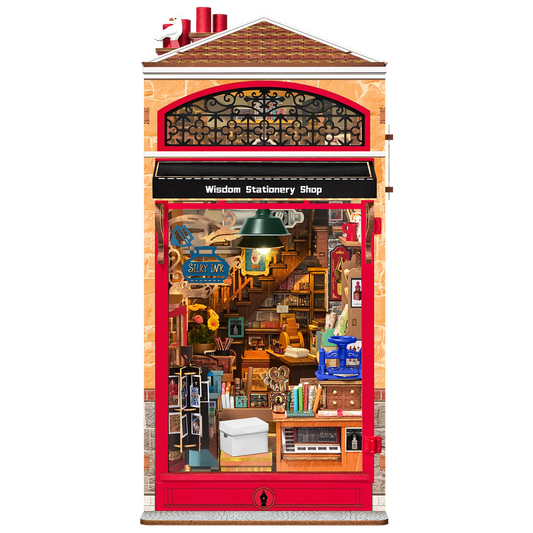 Robotime Wisdom Stationary Shop DIY Book Nook Shelf Insert 3D House