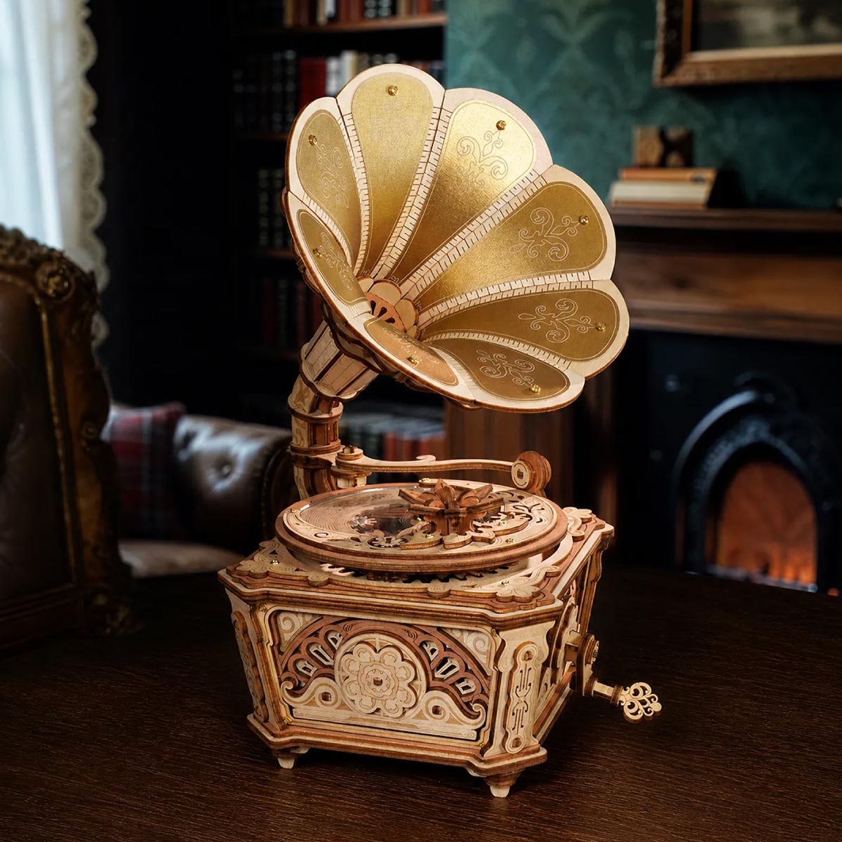 Robotime Diva Gramophone Music Box Wooden DIY 3D Puzzle