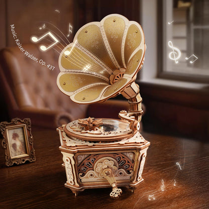 Robotime Diva Gramophone Music Box Wooden DIY 3D Puzzle