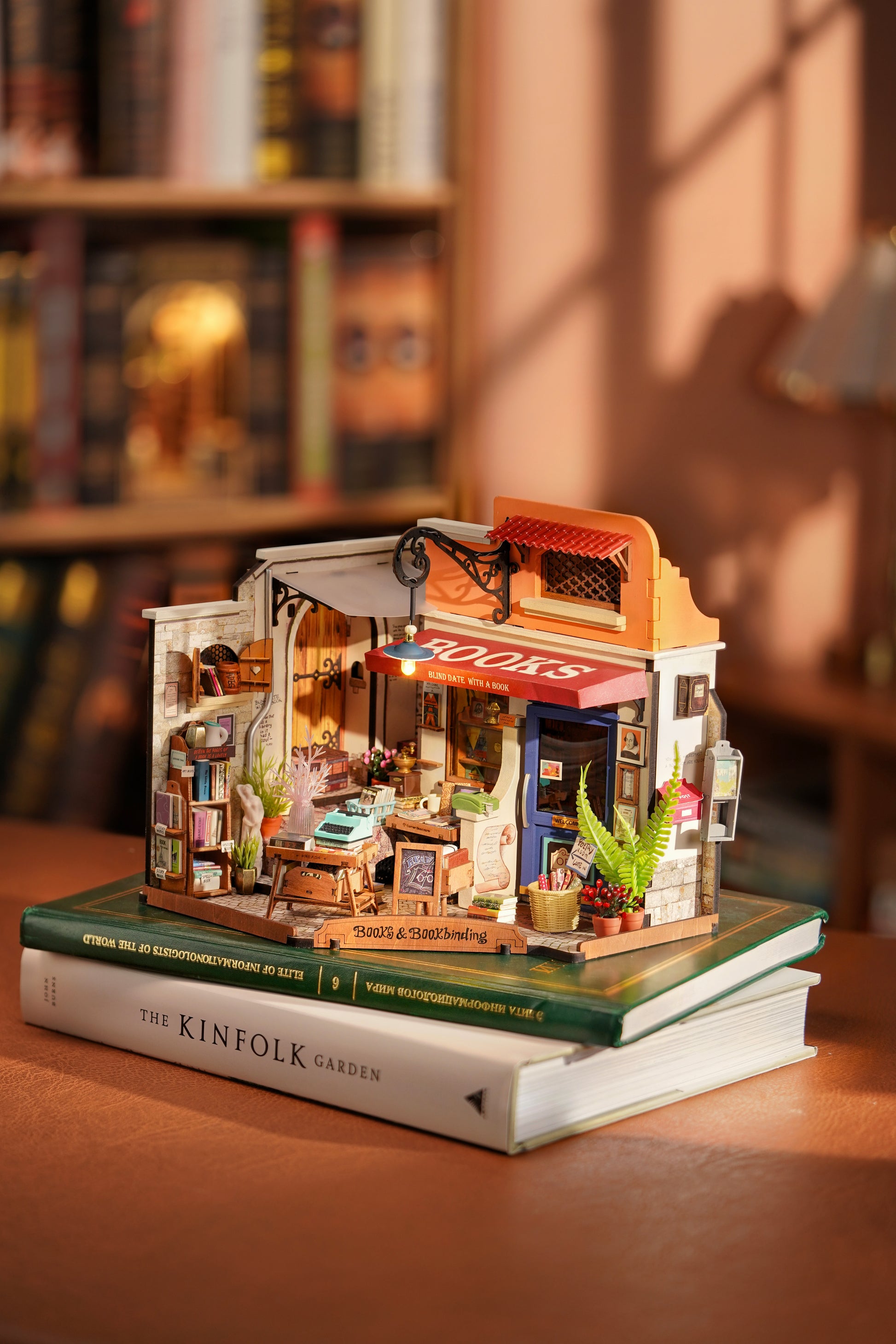 Robotime Corner Bookstore DIY 3D Miniature Dollhouse Kit