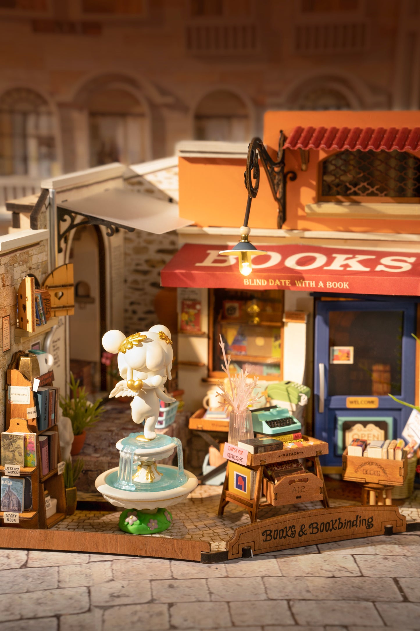 Robotime Corner Bookstore DIY 3D Miniature Dollhouse Kit