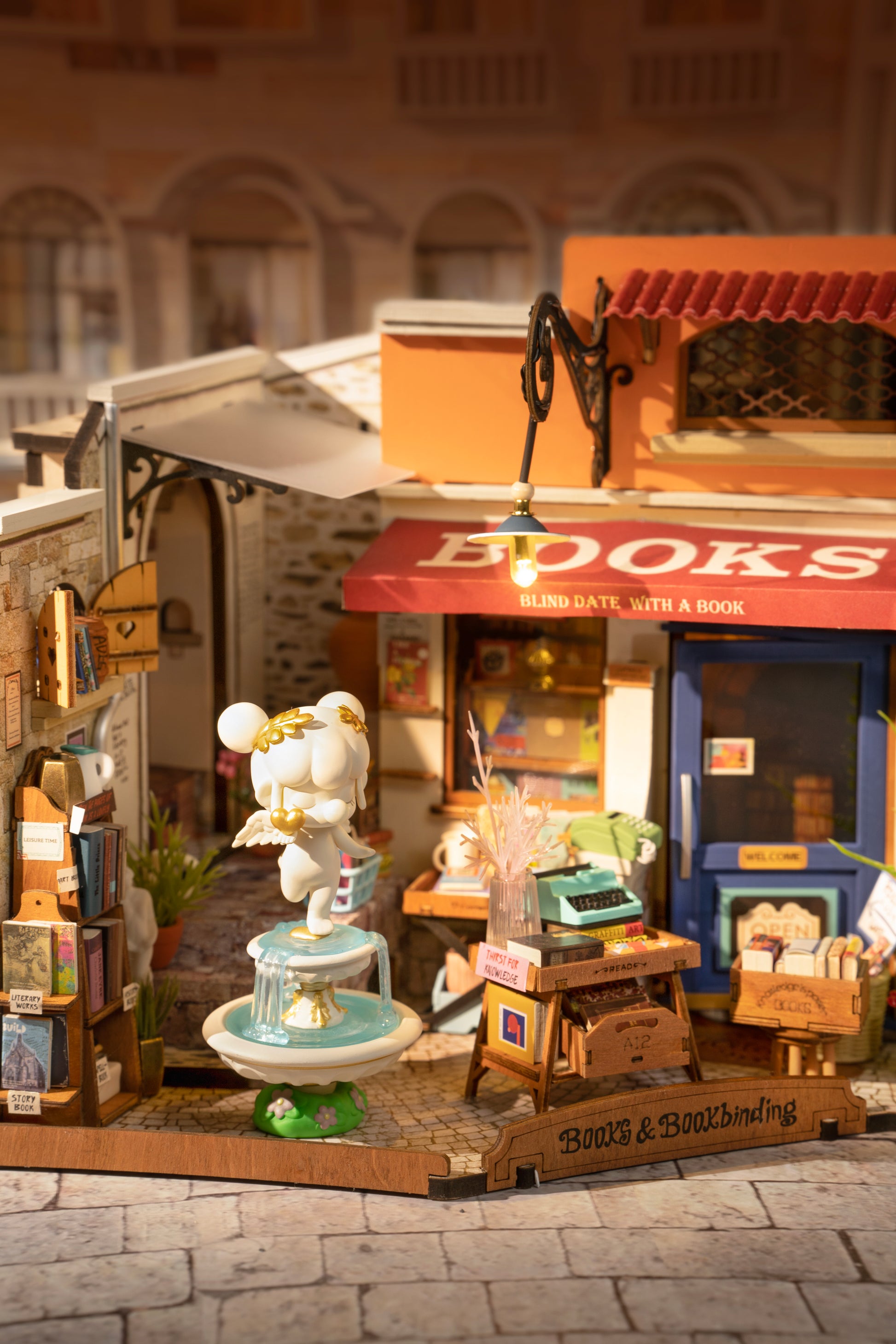 Robotime Corner Bookstore DIY 3D Miniature Dollhouse Kit