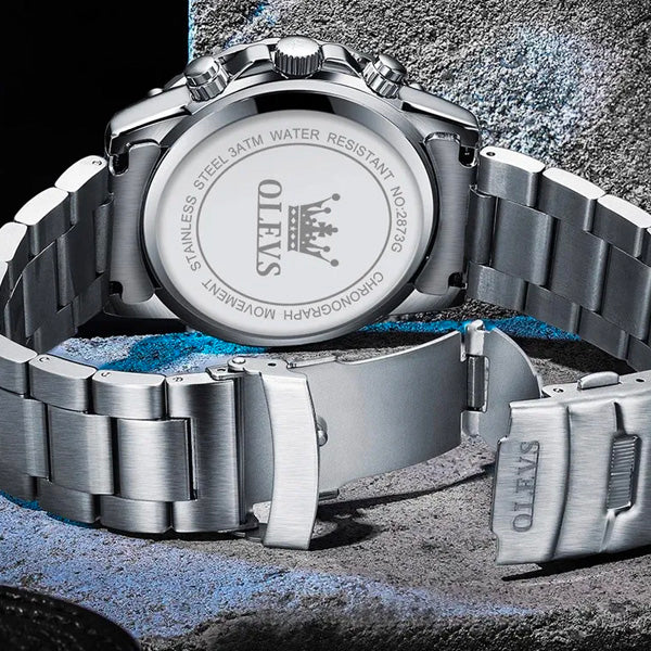 Olevs 2873 Mens Sports Multifunction Wrist Watch With Stainless Steel Strap