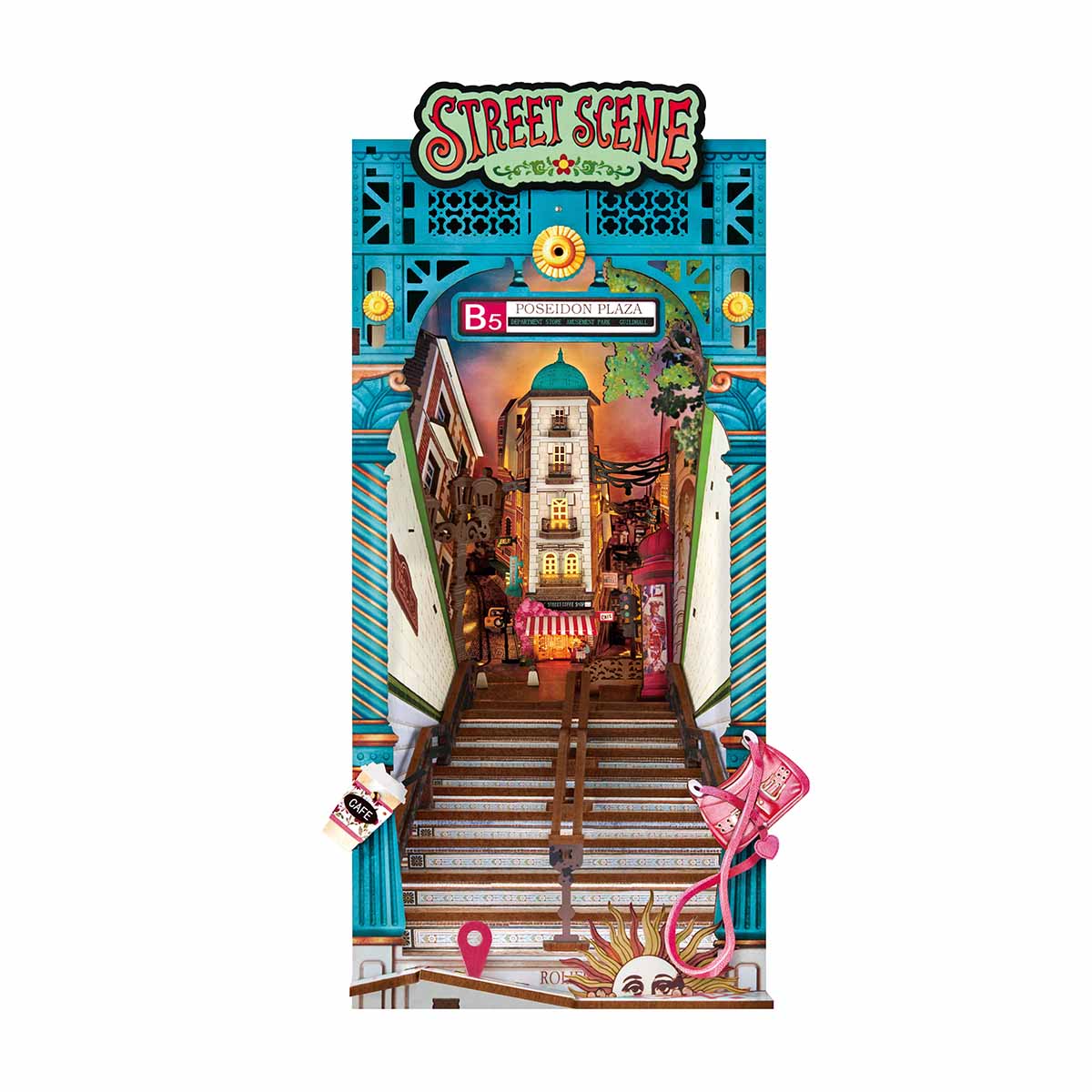 Robotime Street Scene DIY Book Nook Shelf Insert Miniature 3D House