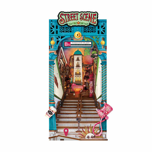 Robotime Street Scene DIY Book Nook Shelf Insert Miniature 3D House