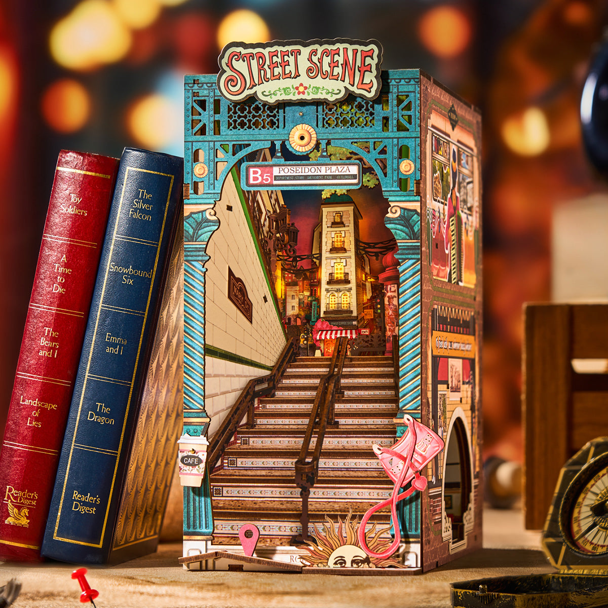 Robotime Street Scene DIY Book Nook Shelf Insert Miniature 3D House