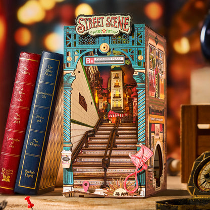 Robotime Street Scene DIY Book Nook Shelf Insert Miniature 3D House