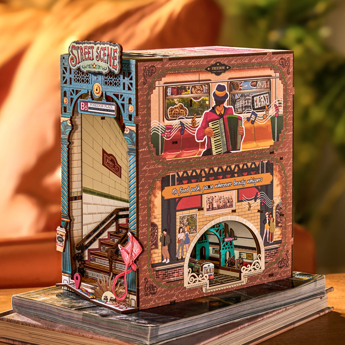 Robotime Street Scene DIY Book Nook Shelf Insert Miniature 3D House