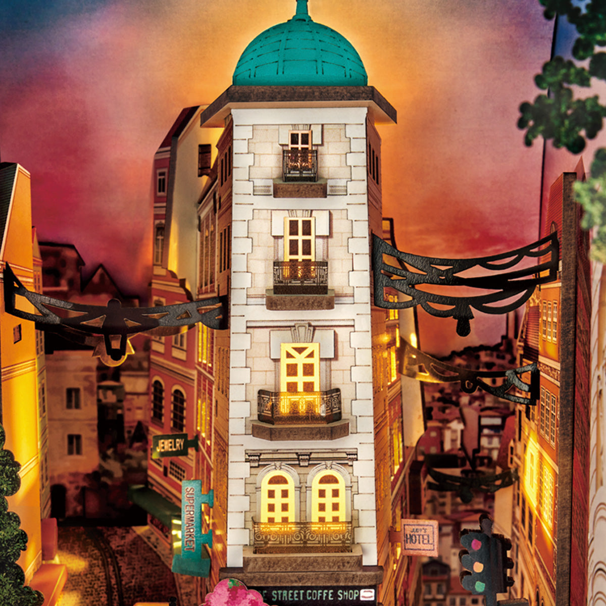 Robotime Street Scene DIY Book Nook Shelf Insert Miniature 3D House