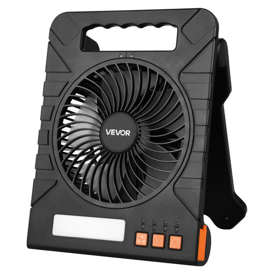 10000mAh Solar Rechargeable Cordless Camping Fan LED Light