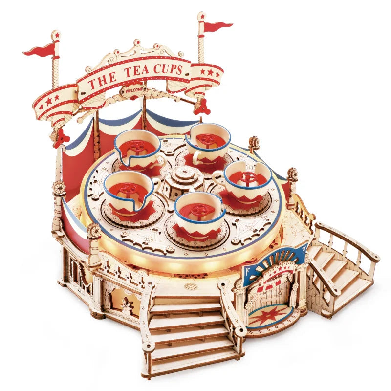 Robotime Tilt-A-Whirl DIY Music Box 3D Wooden Puzzle