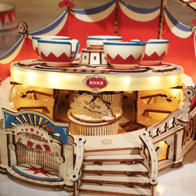 Robotime Tilt-A-Whirl DIY Music Box 3D Wooden Puzzle