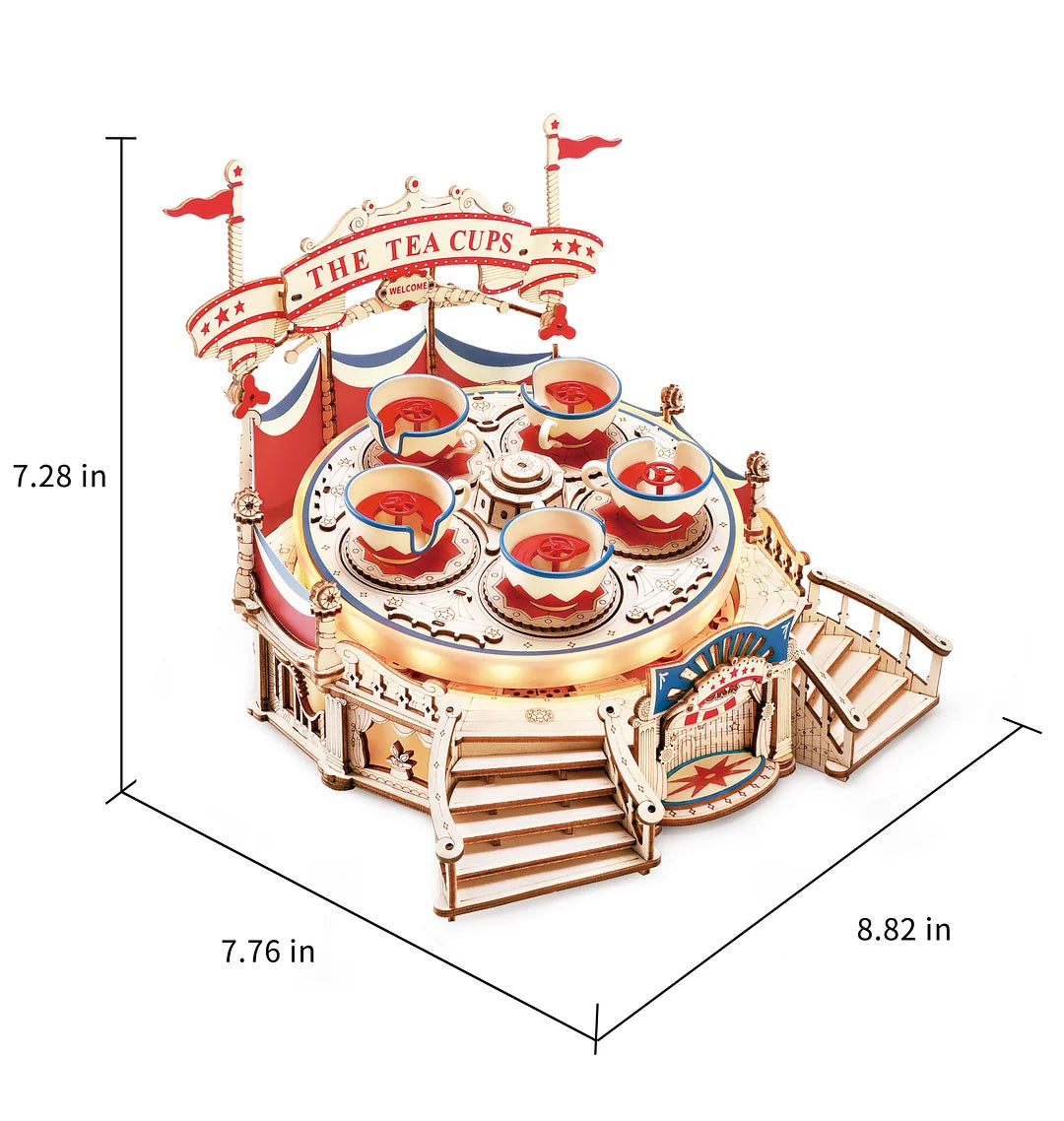 Robotime Tilt-A-Whirl DIY Music Box 3D Wooden Puzzle