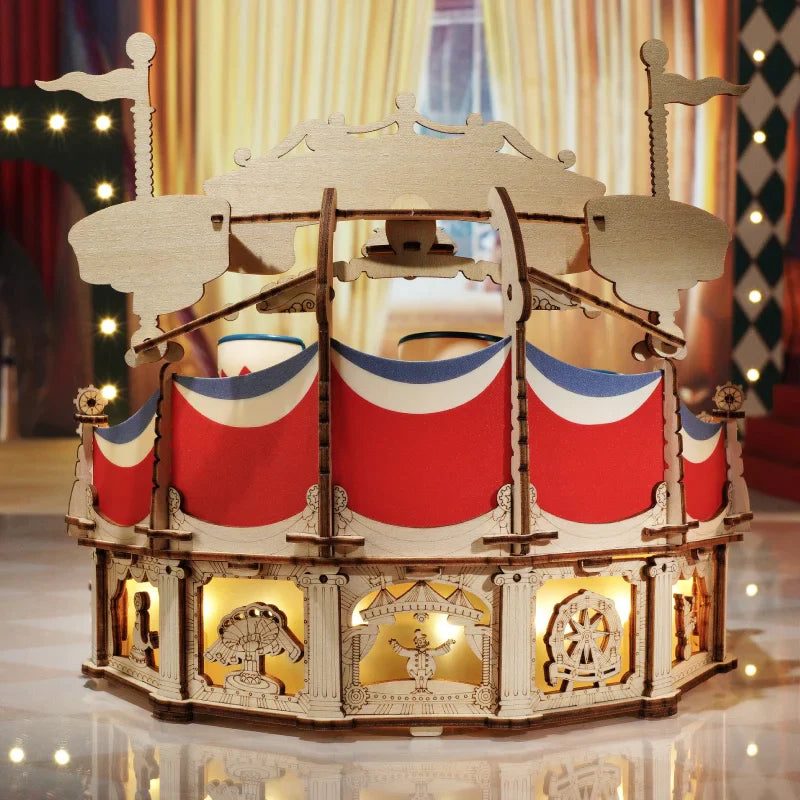 Robotime Tilt-A-Whirl DIY Music Box 3D Wooden Puzzle