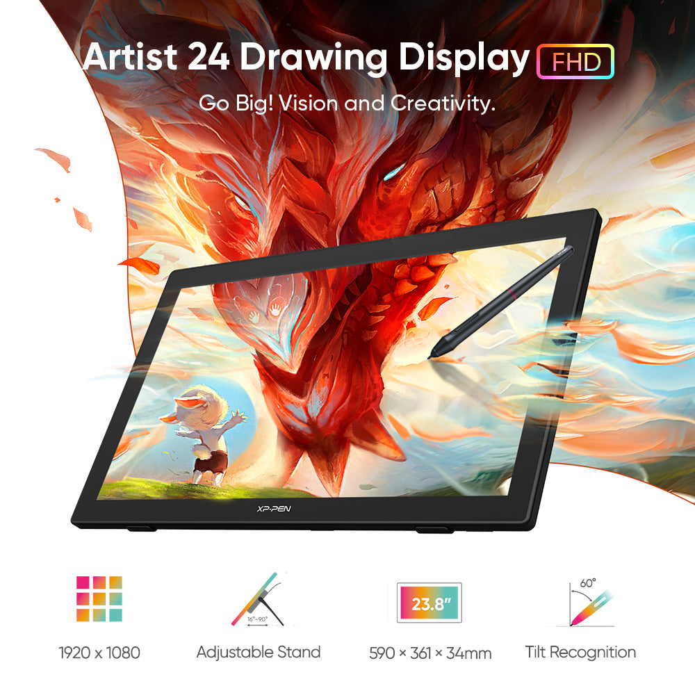 XPPen Artist 24 (Full HD) Display Graphics Drawing Tablet