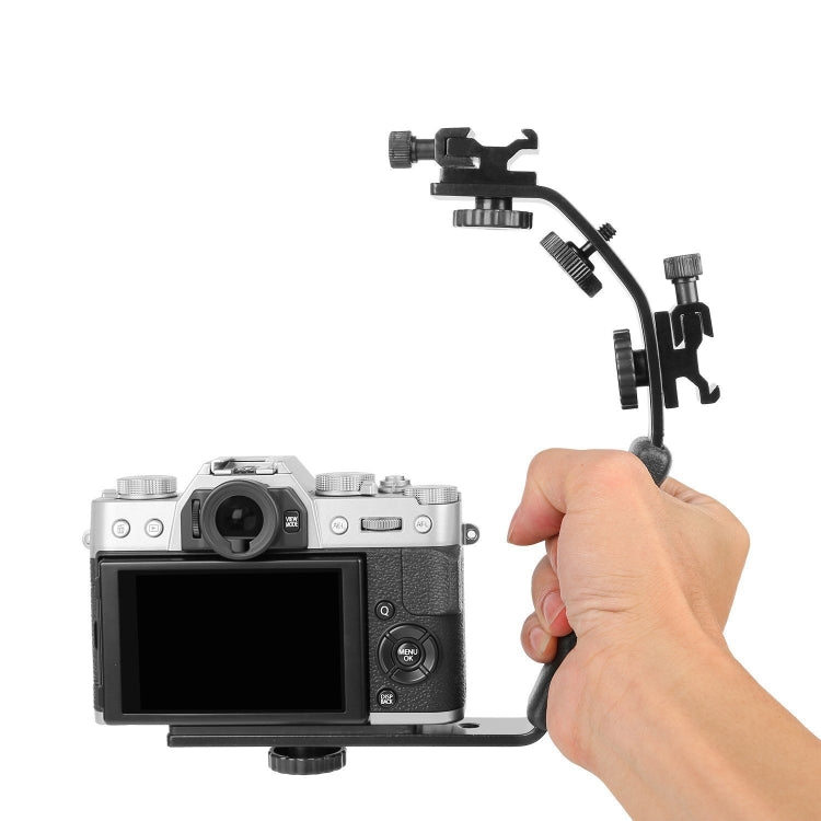L Shape Double Hot Shoe Flash Bracket - We Love Gadgets