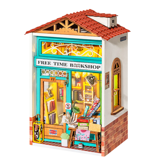 Free Time Bookshop DIY Miniature Dollhouse Kit