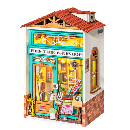 Free Time Bookshop DIY Miniature Dollhouse Kit