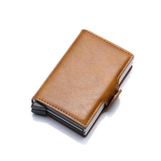 Dual Credit Card Pop Up Wallet Light Brown