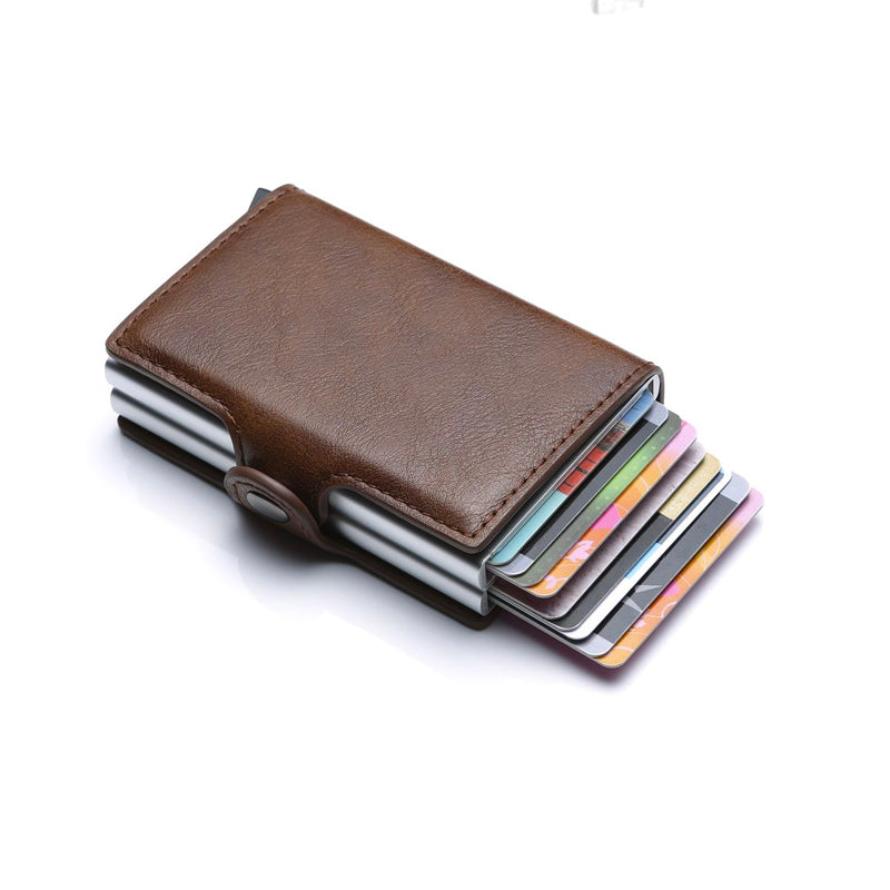 Dual Credit Card Pop Up Wallet Dark Brown