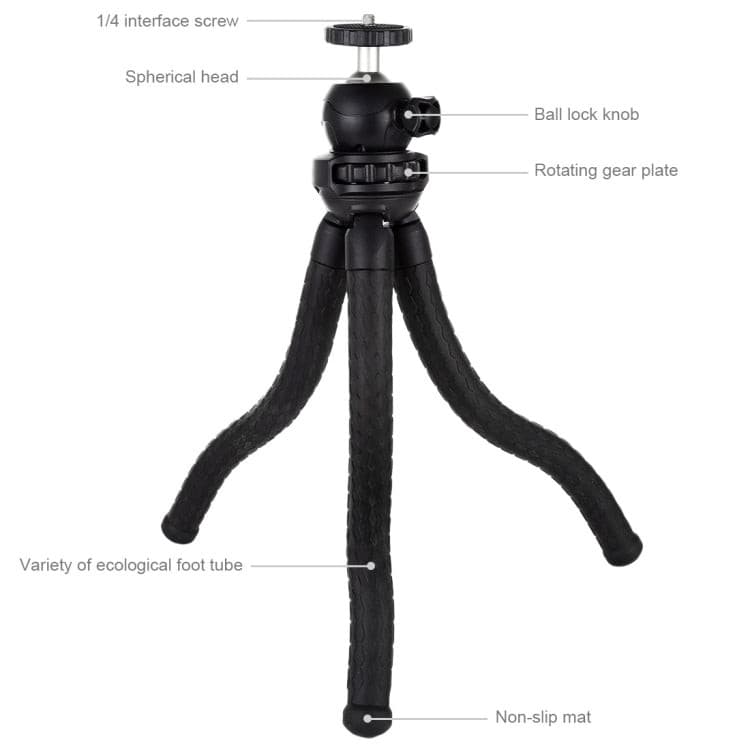 Mini Octopus Flexible Tripod Holder with Ball Head & Phone Clamp - We Love Gadgets