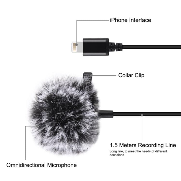 1.5m 8 Pin iPhone Wired Condenser Recording Microphone - We Love Gadgets