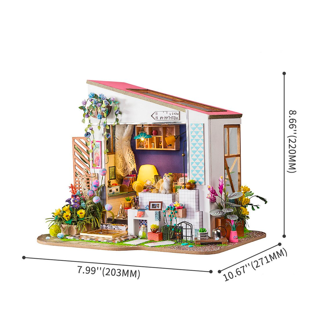Robotime DIY Miniature House Lily's Porch - 3D Wooden Puzzle Gift with LED