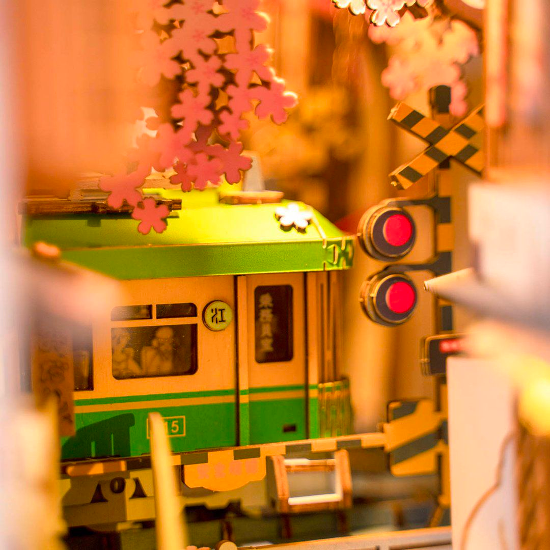 Robotime Sakura Densya 3D Wooden DIY Miniature House Book Nook