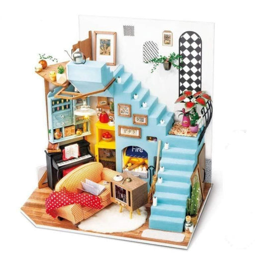 Robotime Joy's Peninsula Living Room DIY Miniature Dollhouse Kit 1:18