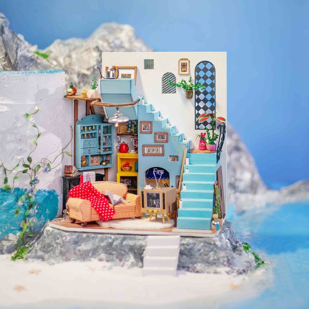 Robotime Joy's Peninsula Living Room DIY Miniature Dollhouse Kit 1:18