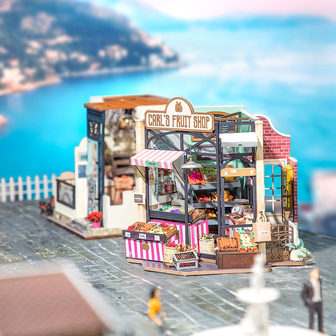 Robotime Carl's Fruit Shop Vegetable Market DIY Miniature Kit 1:18