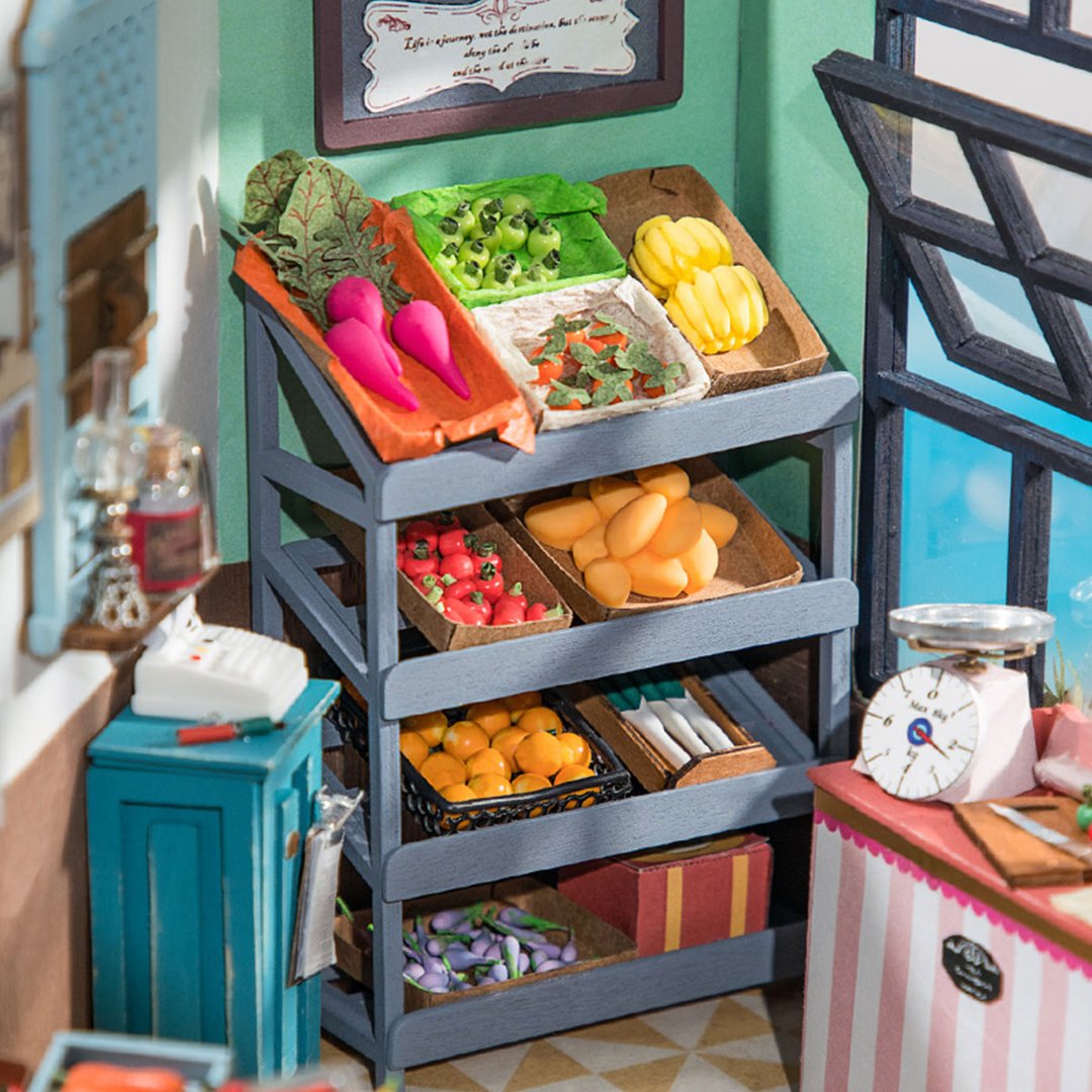 Robotime Carl's Fruit Shop Vegetable Market DIY Miniature Kit 1:18