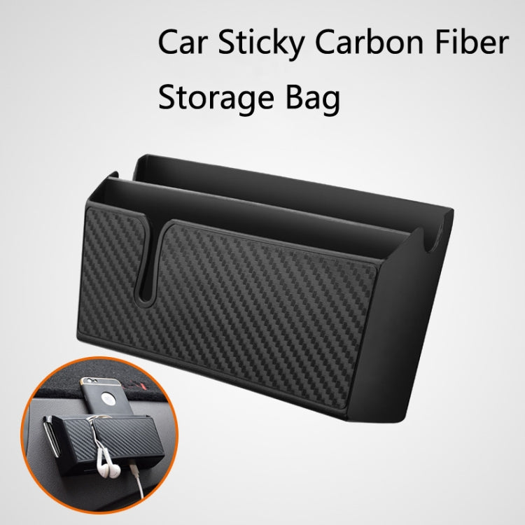 Carbon Fibre Car Storage Organizer Adhesive Box For Phones & Cables