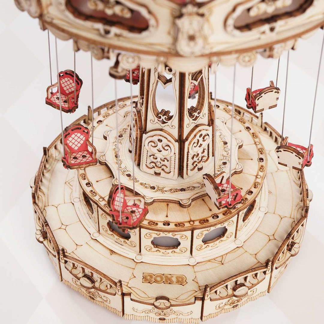 Robotime Swing Ride DIY Music Box 3D Wooden Puzzle