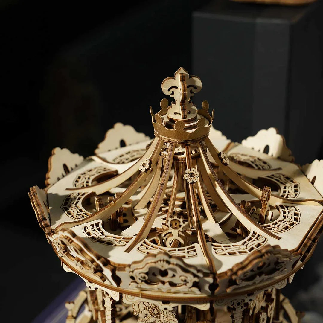 Romantic Carousel Mechanical Music Box 3D Wooden Puzzle