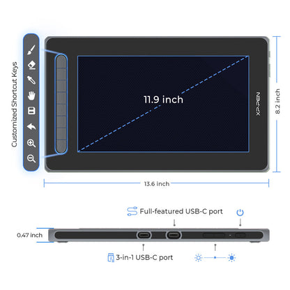 XPPen Artist 12 (2nd Gen) Pen Display Graphics Drawing Tablet Green