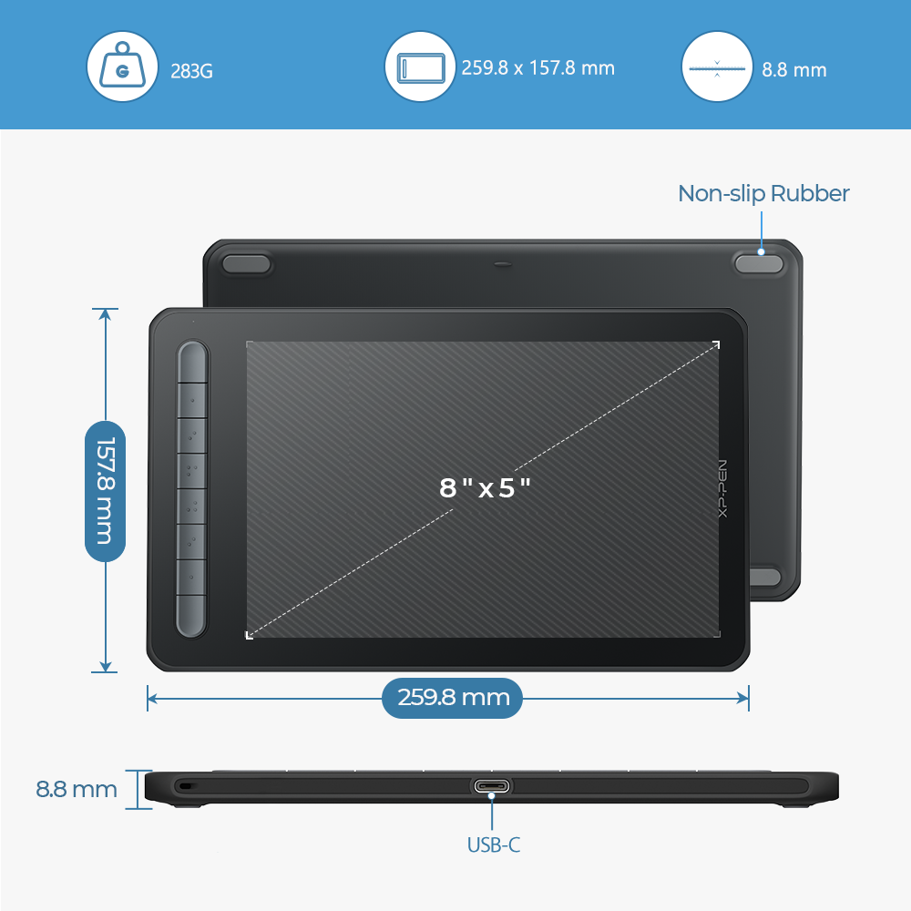 XPPen Deco MW Graphics Drawing Tablet Blue