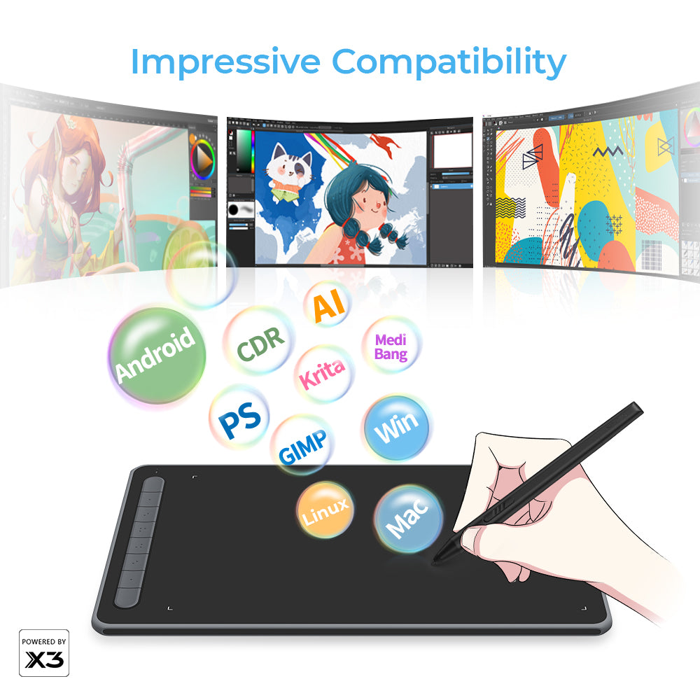 XPPen Deco LW Wireless Graphics Drawing Tablet Black