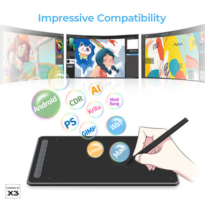XPPen Deco LW Wireless Graphics Drawing Tablet Black